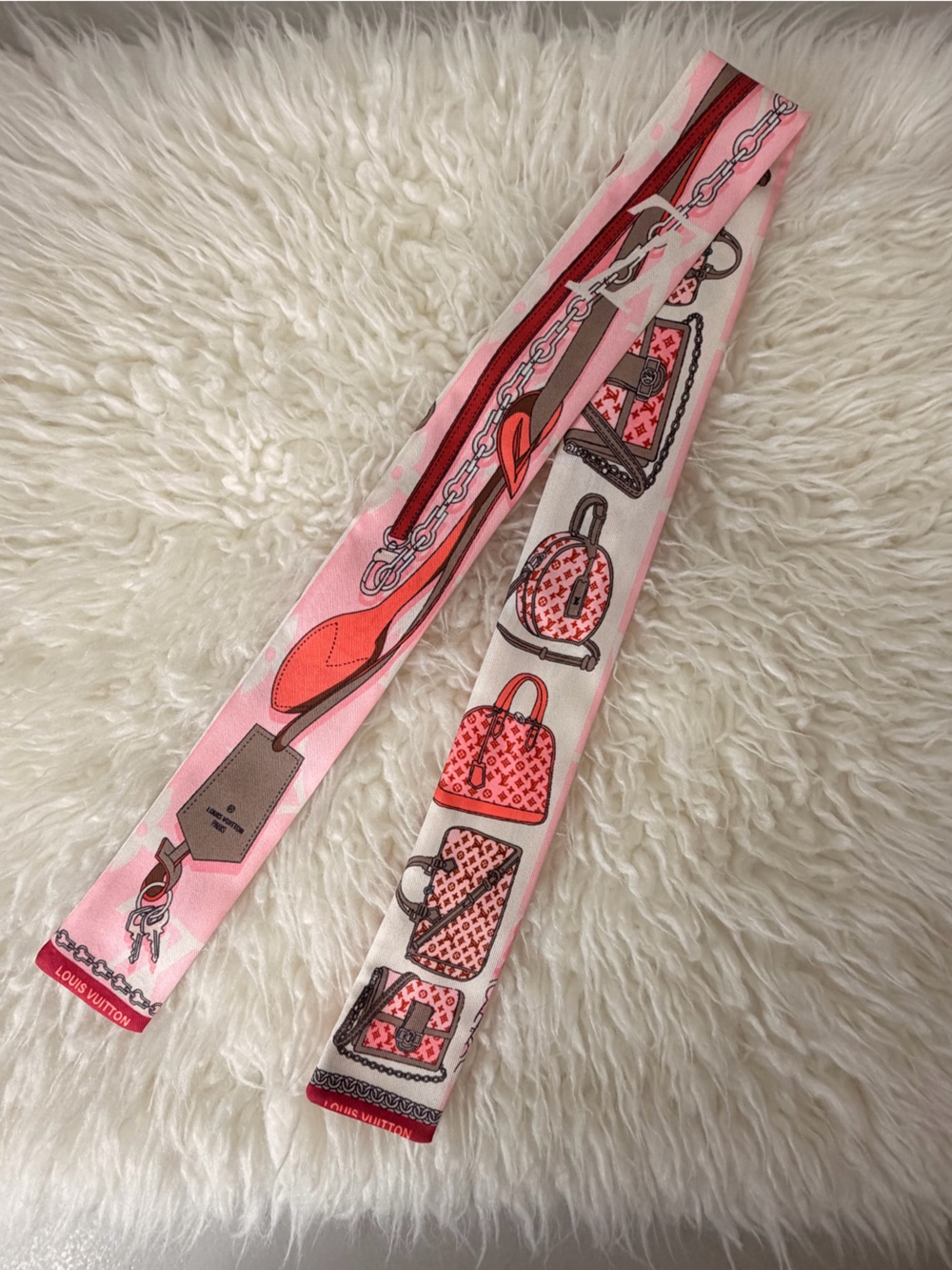 Pink Patterned Twilly Scarf